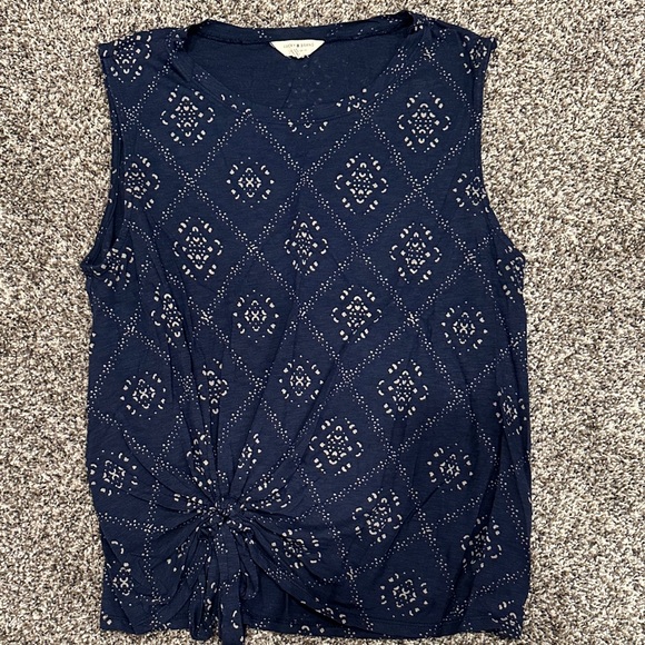 Lucky Brand Tops - Lucky Brand Blue Sleeveless Tie Front Top
